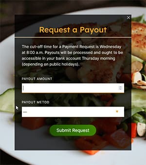 Chef Request Payout Popup