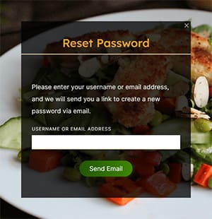 General Reset Password Popup